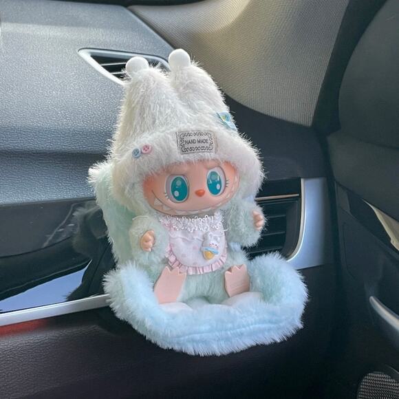 NEW Labubu 17cm keychain cute doll seats - blue - Picture 1 of 5